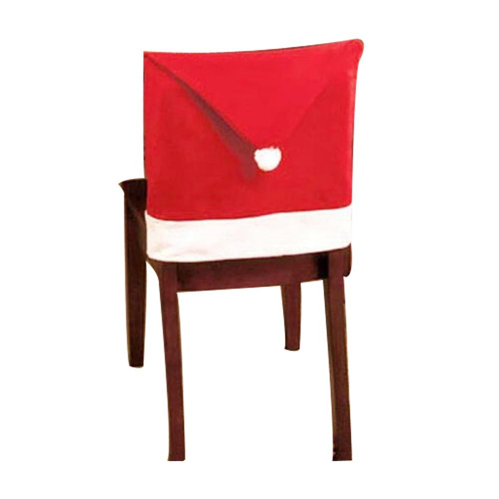 6PCS Santa Hat Chair Covers Christmas Decor Dinner Chair Xmas Cap Sets
