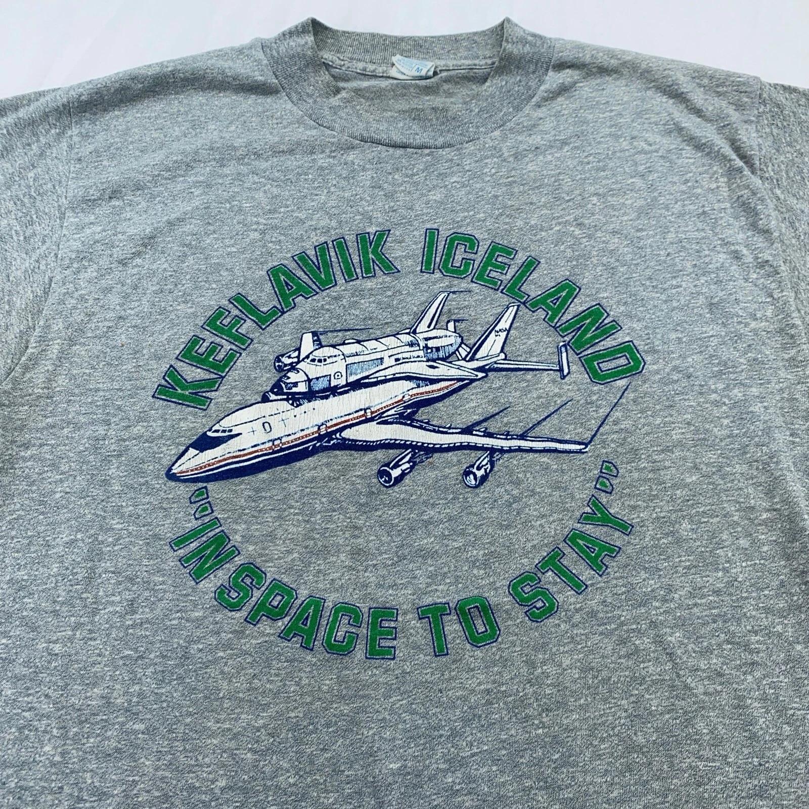

vintage 80s KEFLAVIK ICELAND IN SPACE TO STAY T-Shirt XS international airport L