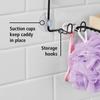 Rust Resistant Shower Caddy with 2 Shelves Soap Tray Hooks Non Slip Hanging Bathroom Storage Solution