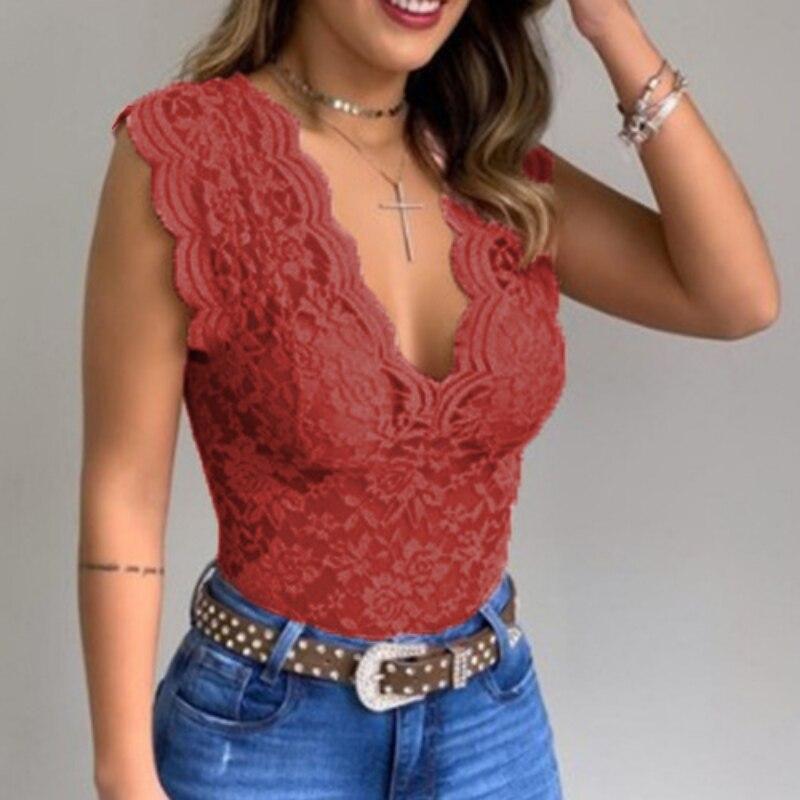Blusas Fashion Sexy V-neck Blouses Woman 2023 Summer Slim Lace Shirt Top For Girl Solid Bottom Tops Clothes Elegant  25950