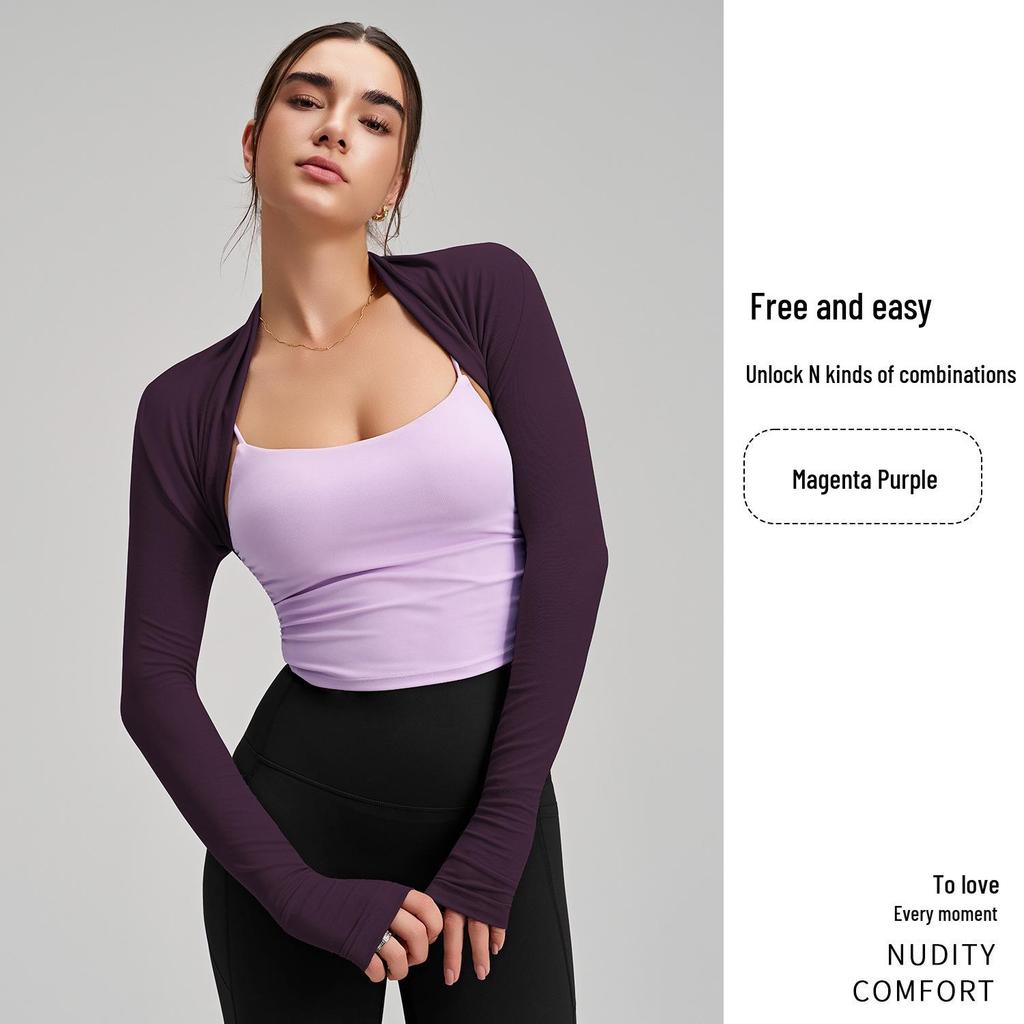 Curated Sports Long Sleeve Yoga Cardigan - Solid Color Shawl for Armpit Coverage & Training