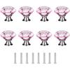 8pcs 30mm Diamond Door Knobs,Crystal Glass Diamond Door Knobs with Screws for Cabinet Drawer Furniture Kitchen Decor (Pink)