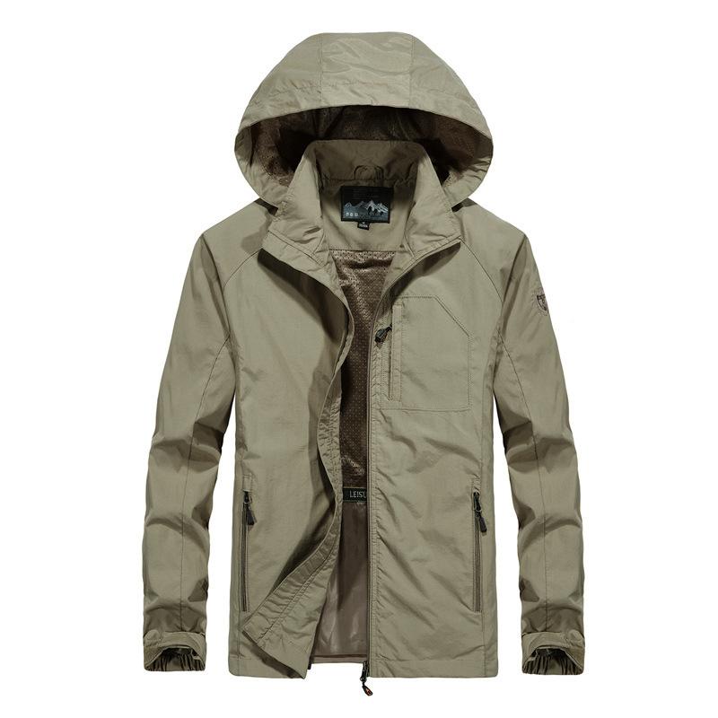 Jacket Men's Spring and Autumn Thin Casual Jacket Jacket Loose Large Size Hooded