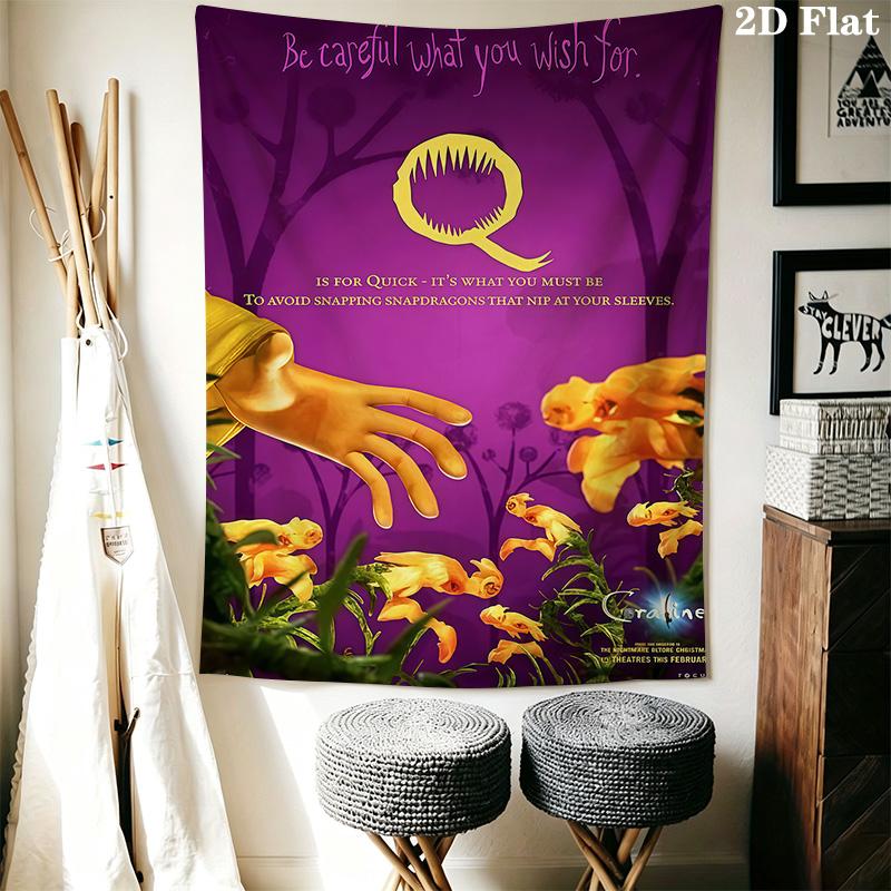 Coraline Tale Darkness Wonder Tapestry Wallmounted Fashion Print Homestay Soft Decoration Tapestry Atmospheric Background Cloth Christmas Gift