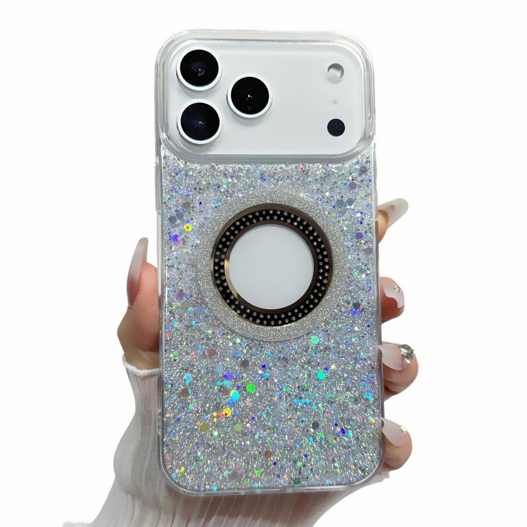 Electroplated edge drill hollow magnetic mobile phone case for Apple 17PROMAX trend 16 creative protective case 15/14