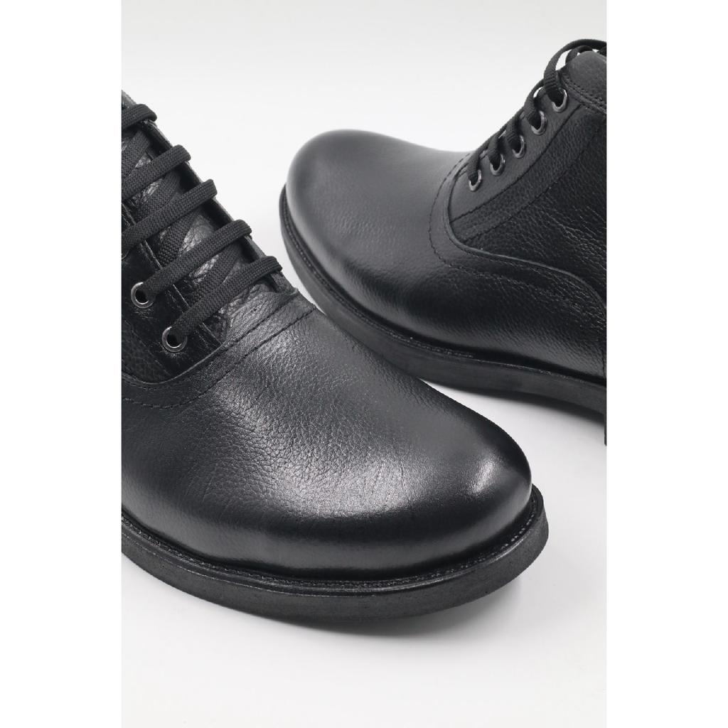 Men's Genuine Leather Laced Black Casual Boots