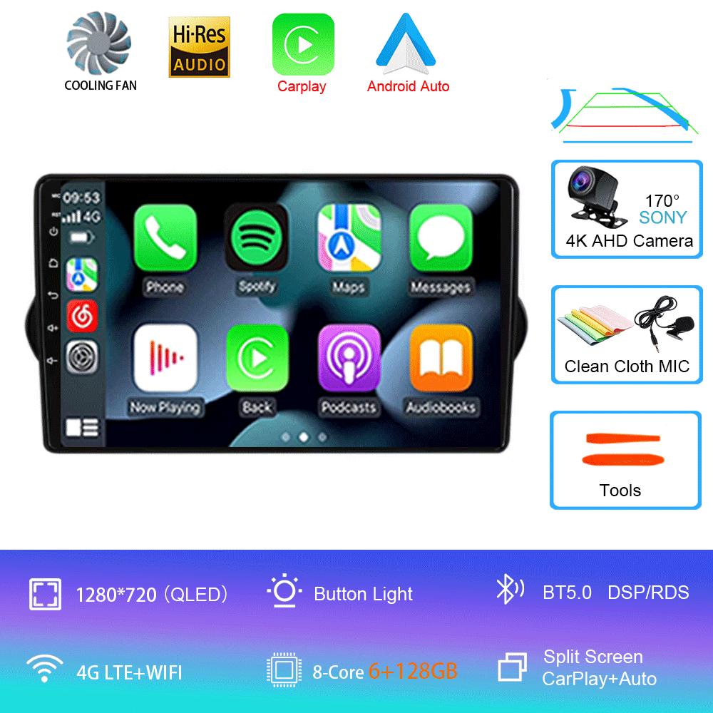 Car Radio Android 14 Carplay Auto For Fiat EGEA TIPO 2015 2016 2017 2018 Navigation GPS Multimedia Player Stereo wifi+4G BT DVD
