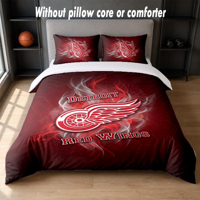 Detroit Red Wings Design Bed Bedding Set 1 Duvet Cover + 2 Pillowcases Soft Breathable Household Bed Linens