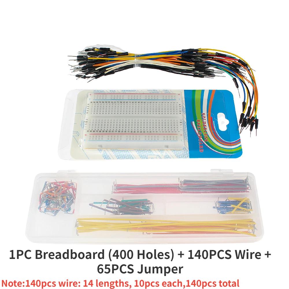 400/750/830Tie solderless breadboard kit,65 U-shaped jumper wires,140pcs electronic wire-Essential for DIY electronic enthusiast