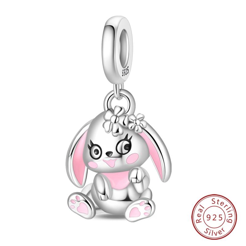 

Fit Original Copper Charms Beads Little Bear Lamb Little Flying Pig Pink Charms For Women Diy Birthday Jewelry Gift