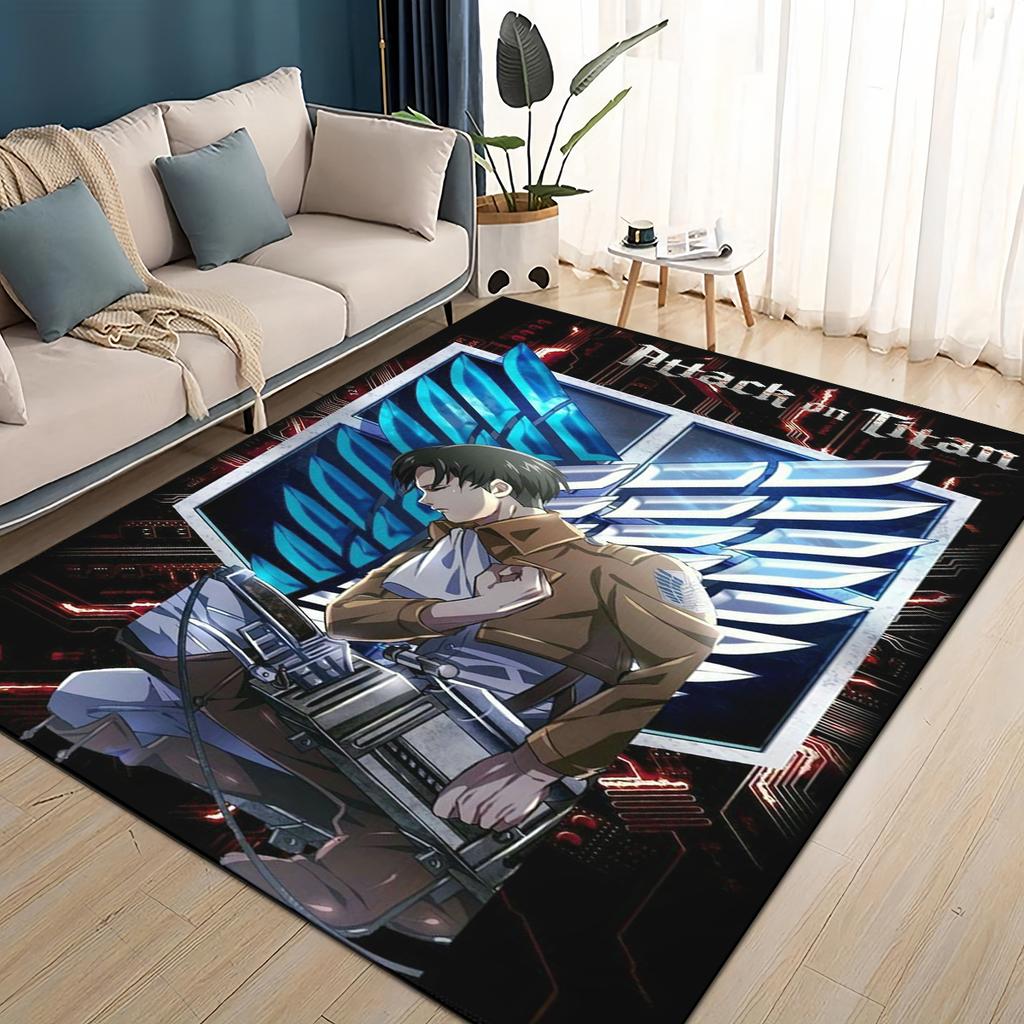 3D Cartoon Attack On Titan Eren Mikasa Anime Carpet Rug for Living Room Bedroom Home Sofa Decoration,kid Play Non-slip Floor Mat