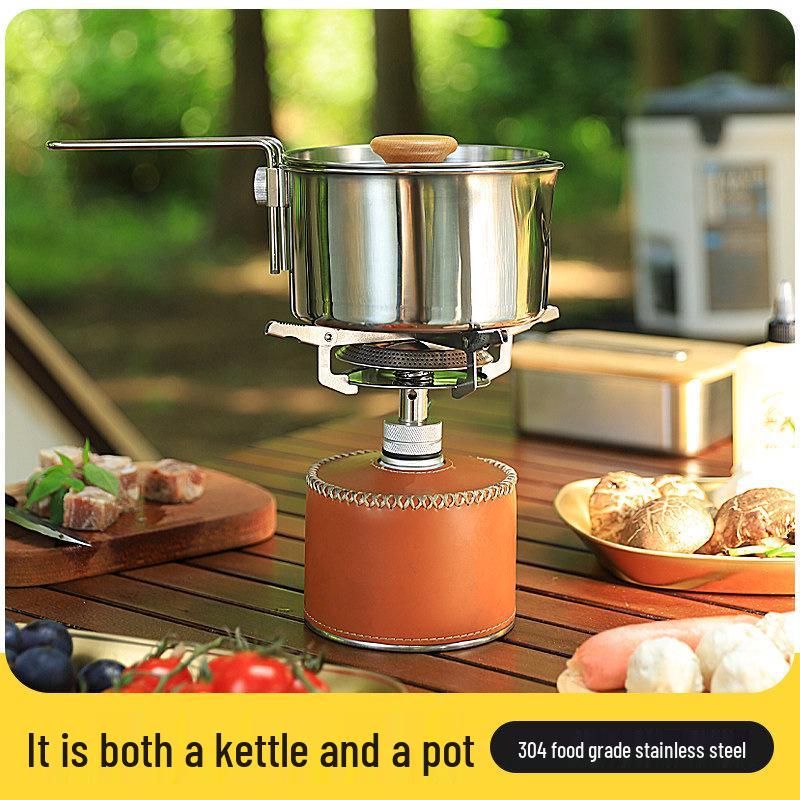 304 Stainless Steel Camping Kettle & Detachable Soup Pot