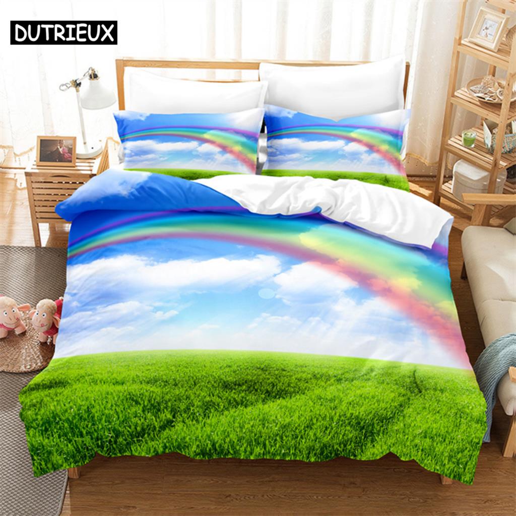 Comforter Blue Sky Scenery Queen Bedding Set Kids Bedding Digital Printing King Size Bedding Set