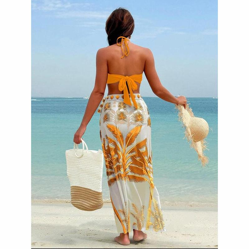 Bikini Sets 3-teilig Sexy Badeanzüge Cover Up Damen Urlaubsbademode Hochgeschnittenes Bademädchen Strandbekleidung