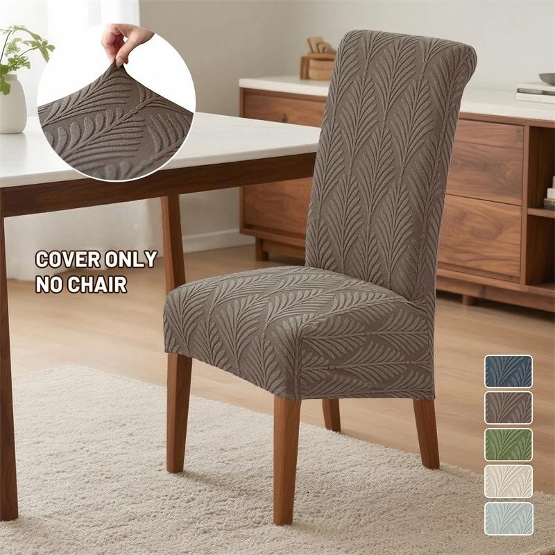1/2 Stück Jacquard Stuhlbezüge Elastische Lange Rückenlehne Esszimmerstuhlbezug Hochzeitssitzbezug Möbel Staubschutz für Zuhause Bankett