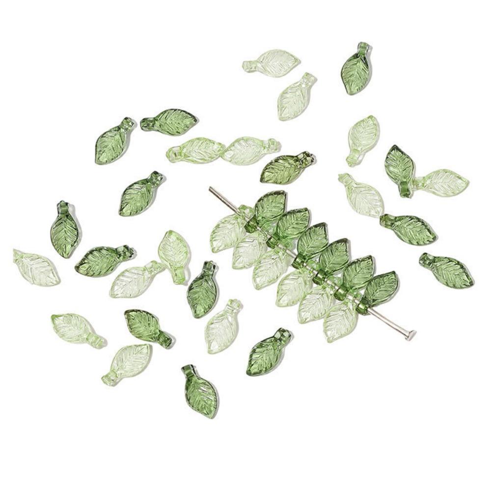 Acrylic Beads Green Acrylic Leaf Beads Transparent Charms Leaf Shape Beads Women