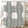 Whimsical Sheep Print Shower Curtain Set for Bathroom Decor Pink White Floral Design Fabric Bath Rug with Rings TaurusDuan