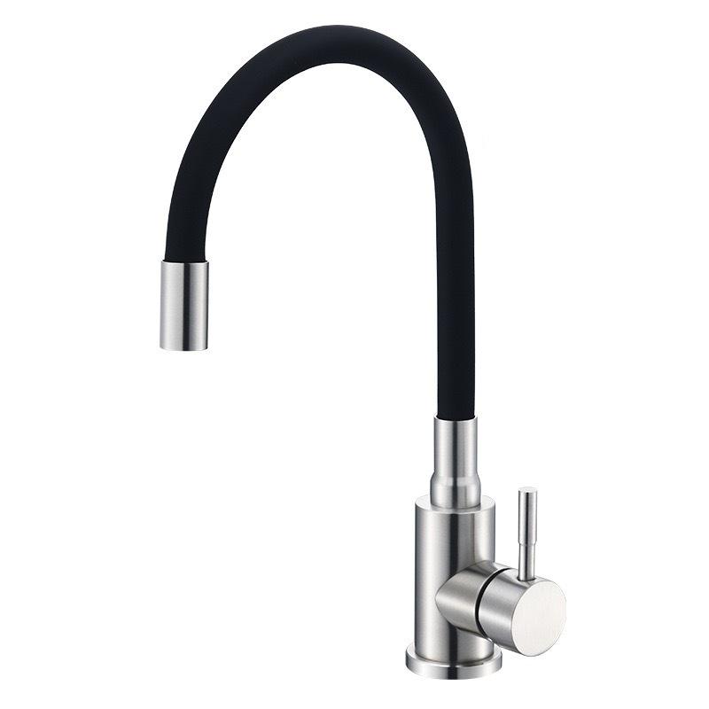Hot Selling Kitchen Faucet: Silicone Flexible Hose, 360° Rotating Stainless Steel, Cold and Hot Water