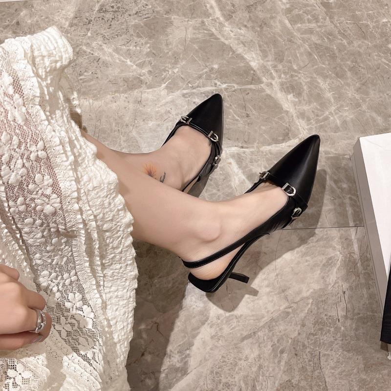 2025 Summer New Baotou Fashion Banquet Party Stiletto Sandals Pointed Hollow Temperament Elegant Supermodel Single Shoes