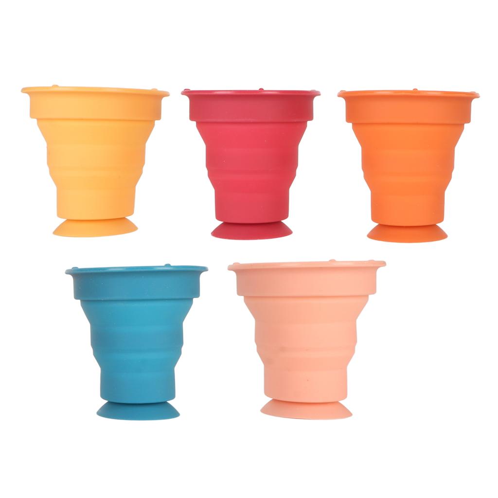 5pcs Suction Stacking Cup Toy Color Recognition Improve Coordination Silicone Baby Stacking Cup