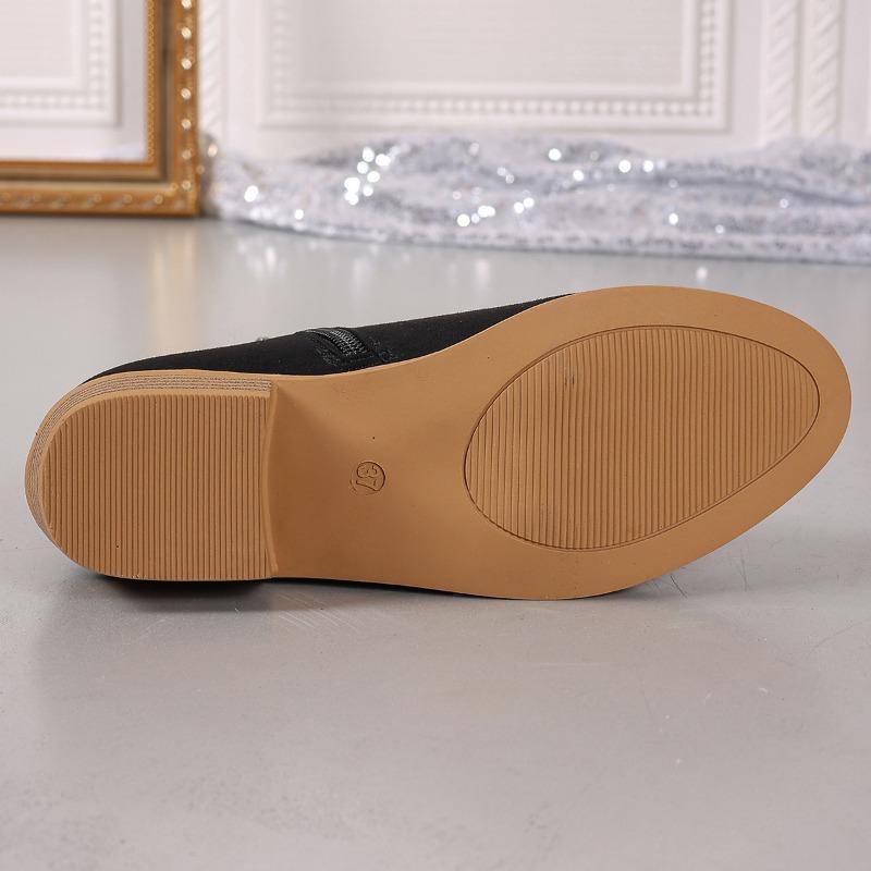 2024 Autumn New Fashion Square Heel Embroidery Women's Boots Casual Versatile Naked Boots Concise Pointed Toe Women's Shoes