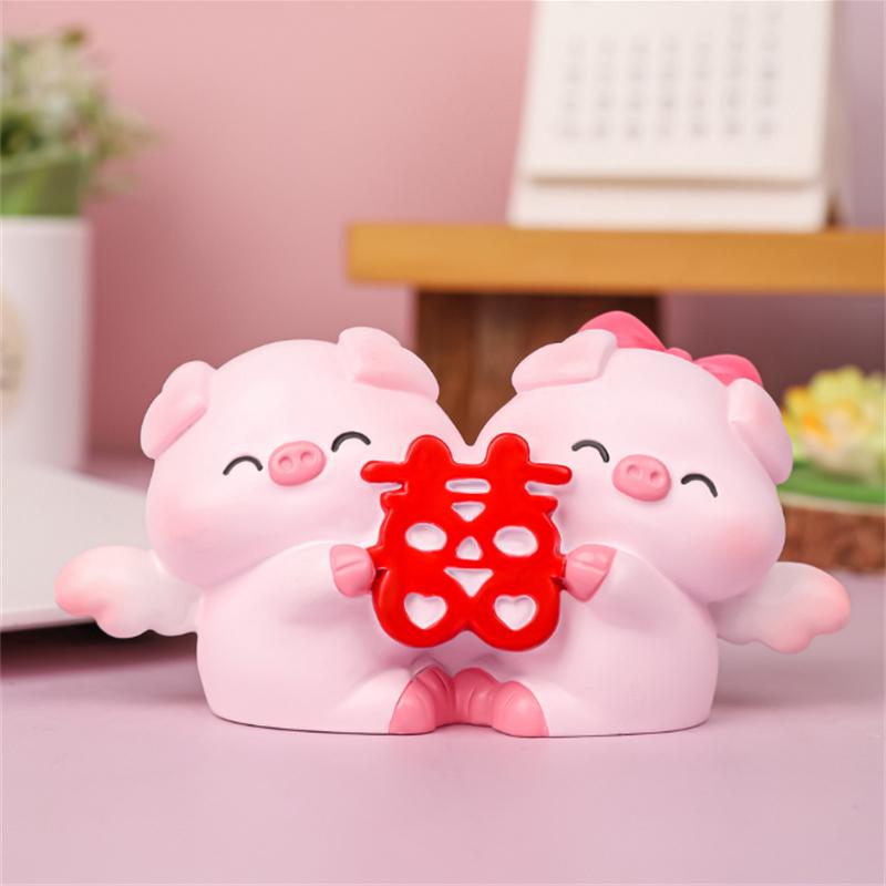 

Милая пара свинок, украшение, мультяшный подарок на День святого Валентина, украшение для торта, кукла-свинка, настольные украшения для автомобиля, подарки