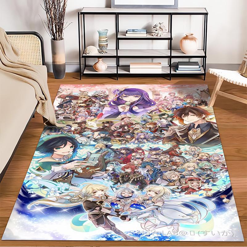 "Anime Style Colorful Carpet with Fantasy Characters and Designs" Suitable for use as an anti-slip for living room bedroom sofas