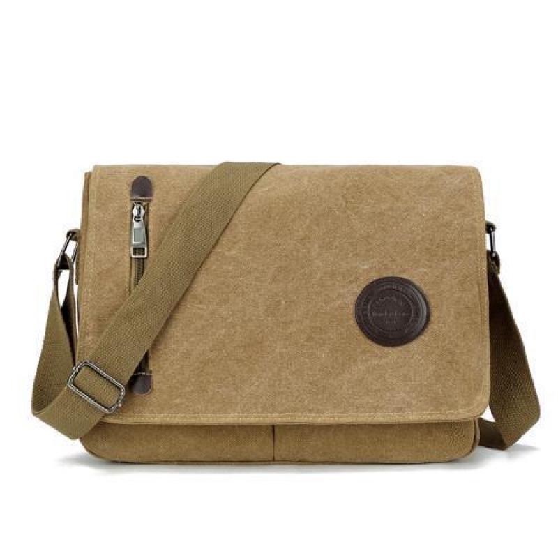 Q Men's Large Capacity Canvas Shoulder Bag - Business Casual Crossbody Briefcase