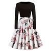 Autumn and Winter New Retro Women's Clothing Round Neck Long-sleeved Black Spelling Print Pendulum Dress