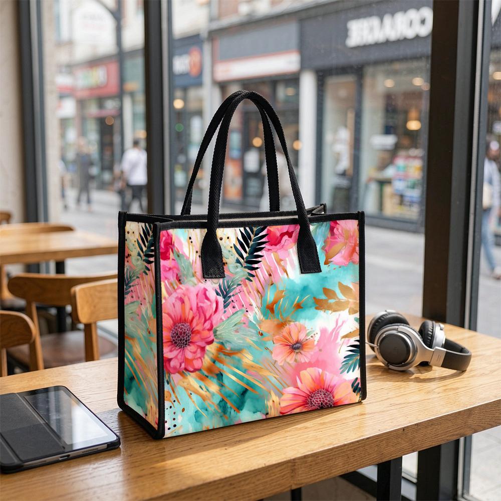 Floral Print Tote Bag Stylish Casual Shoulder Bag for Shopping Work Daily Use