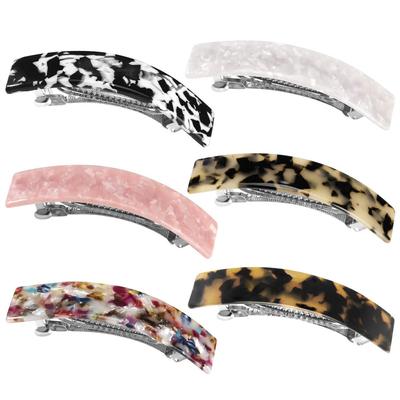 Vintage Haarnadeln aus Acetatharz, rechteckig, einfarbig, mit Marmor-Print, seitliche Clips, Haarspangen für Damen, Haarklammern, Haar-Accessoires