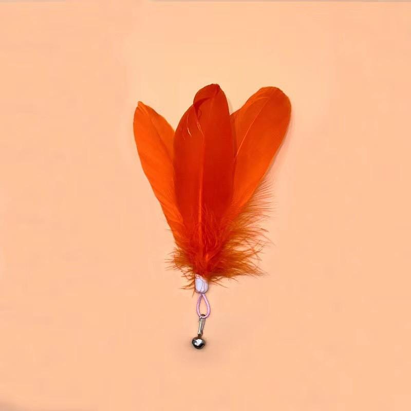 Cat Feather Teaser Refill Heads With Bell Interactive Play Toy Plush Material Multiple Colors