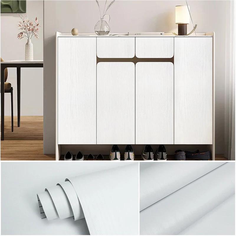 Ivory White Retro Imitation Wood Vertical Pattern Self-adhesive Wood Wallpaper Detachable Vinyl Suitable for Home Decoration