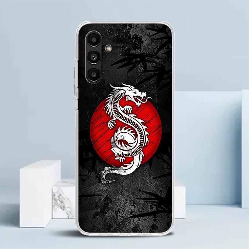 Funda de Teléfono con Tatuaje de Dragón Oscuro Japonés Para Samsung Galaxy A17 A37 A57 A16 A15 A14 A13 A56 A55 A54 A53 A36 A35 A34 A33 A26 A25 A2