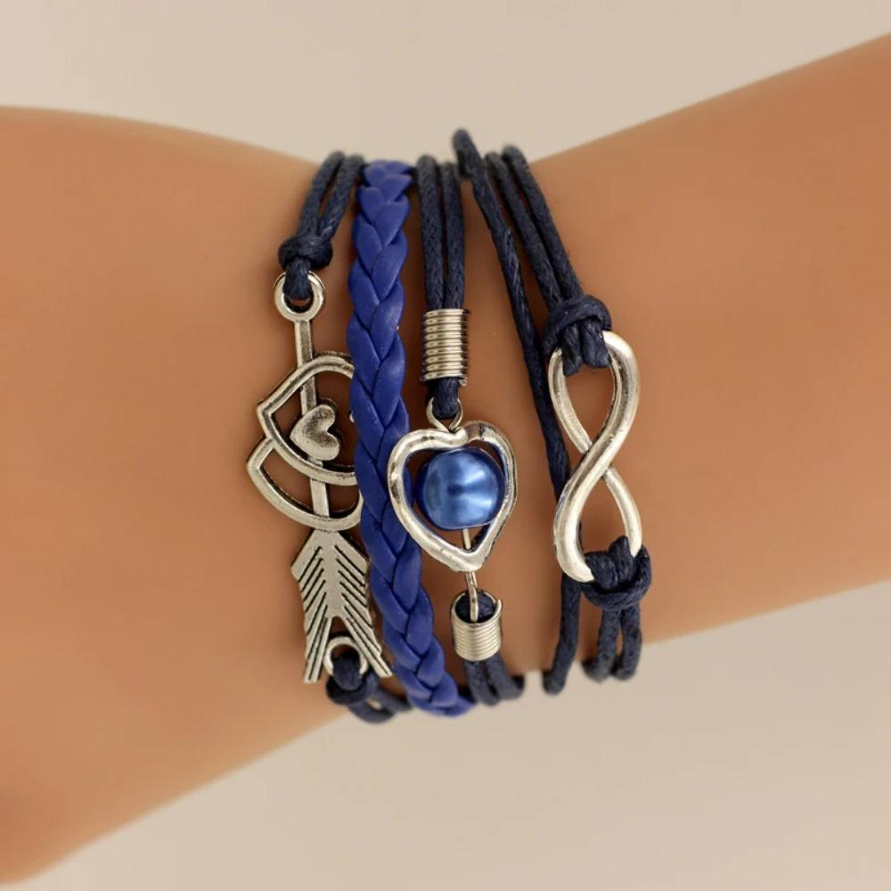 SUMENG Brand Leather Bracelets For Women Wrap Infinity Love Heart Pearl Friendship Antique Charm Bracelet Pulseira 2024