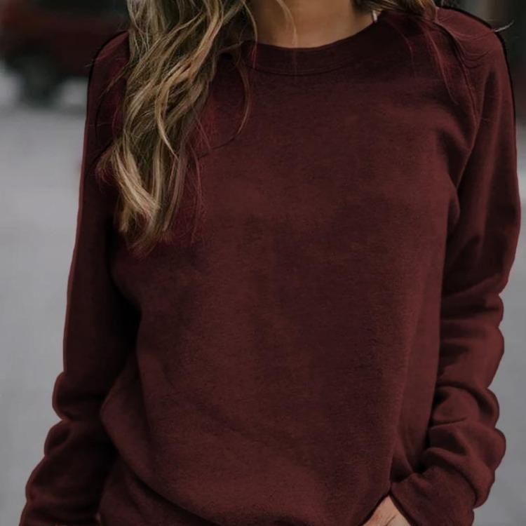 Casual Crew Neck Women Long Sleeve Tops Sweatshirt Winter Ladies Pullover