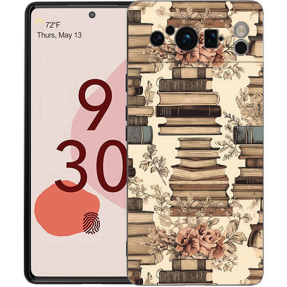Luxury TPU Phone Case For Google Pixel 9 8 8A 7 7A 6 Pro XL 6A 5G Read Books Illustration Black Soft Back Cover