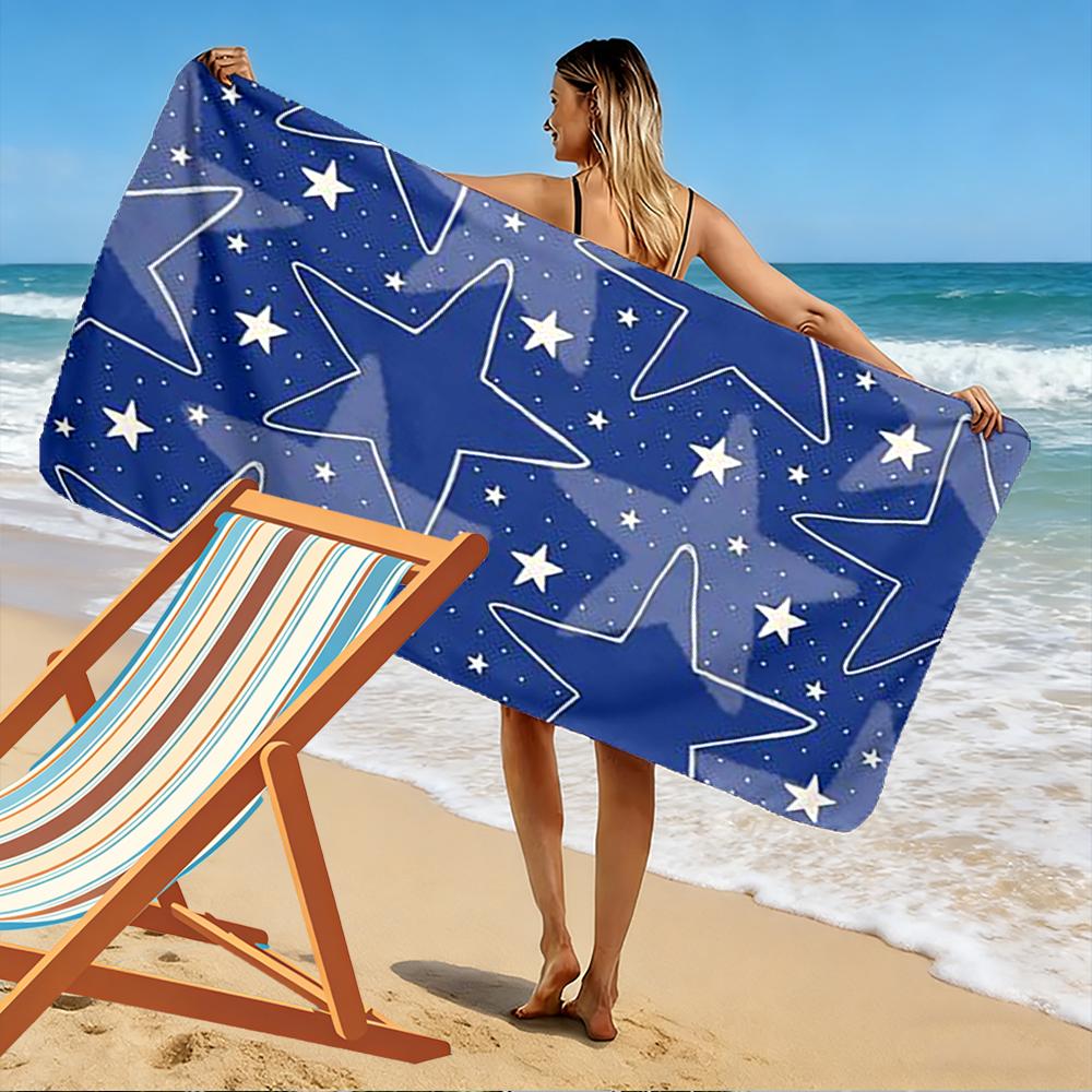 Blue Starry Pattern Beach Towel Beach towel quick-drying for travel outdoor sports jogging beach and swimming