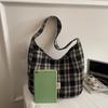 Vintage Plaid Handbag Lightweight Large Capacity Commuter Shoulder Bag