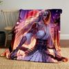 Samurai Woman Under Red Moon Print Blanket Soft and Cozy Perfect for the Living Room Bed Sofa or a Nap,gift