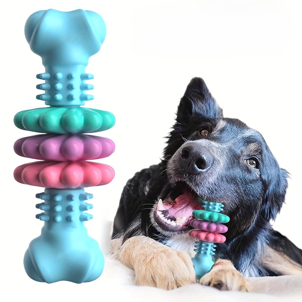 Os de Mestecat Indestructibil pentru Câini pentru Mestecători Agresivi - Cauciuc Termoplastic Durabil cu Model Geometric, Curățare Dentară