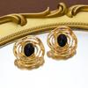 Hollow Round Earrings Women'S Gold Retro Stud Earrings Light Luxury Niche High-End Earrings Temperament Exaggerated Earrings