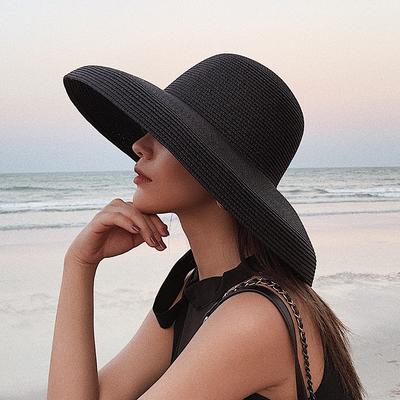 Vintage Hepburn Hat Female Summer Small Fresh Internet Celebrity Big Eaves Vacation Beach Straw Hat Sun Hat