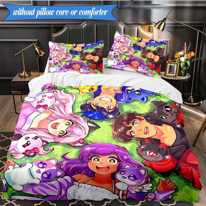 Purple Powerhouse 3pcs K-pop Music Group Bedding set,Ideal for Bedroom, Dormitory,Including Duvet Cover And 2pcs Pillowcases,Fan Gifts