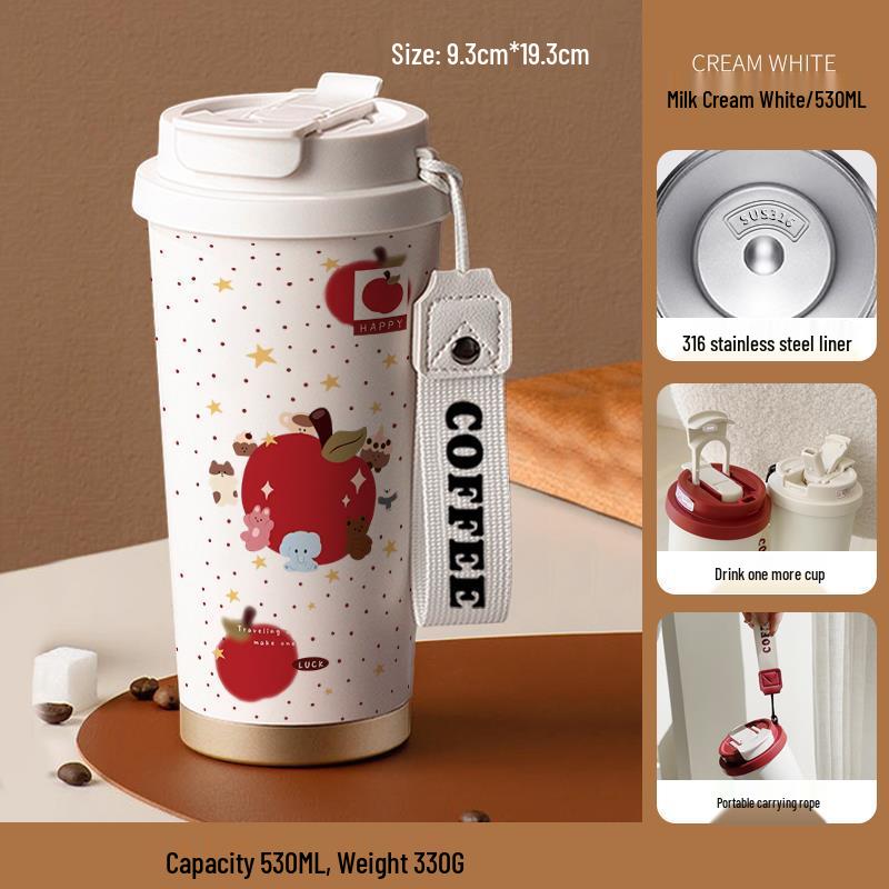 High-Value Insulated Straw Cup for Students – Large Capacity, Cute Puppy Design, Perfect Birthday Gift 530ml