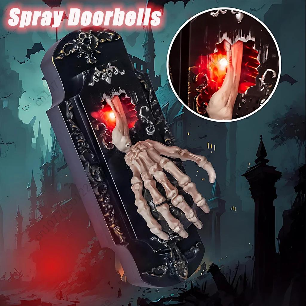 Halloween Funny Doorbell Induction Skeleton Hands Spray Door Lock Light Sound Touch Sound Induction Site Layout Ghost House