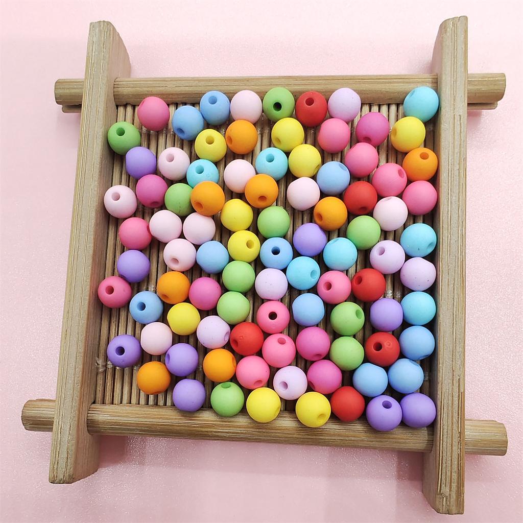 200Pcs 6mm Polychrome Solid Colored Acrylic Frosted Round Beads DIY Findings Jewelry Making Handmade Material Necklace Bracelet