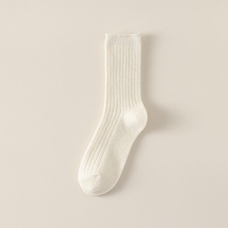 

Wool Socks Children S Autumn And Winter Medium Tube Thickened And Velvet Warm Women S Socks Cashmere Confinement Socks Pit Strip Bottoming Stacking One size fits all белый
