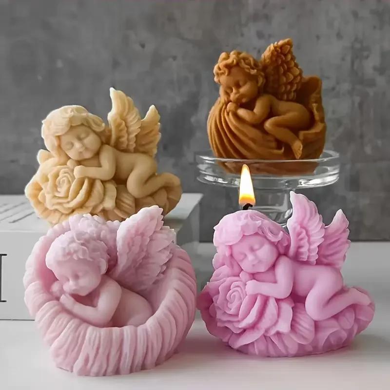 Top Quality Embossed Dreamy Angel Candle Silicone Mold - Suitable for DIY Church Candles, Holiday Decorations Plaster Home