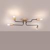Black Industrial Ceiling Lamp With Wooden Elements For Living Room Bedroom 4Xe27 15W Timbo Sollux Lighting